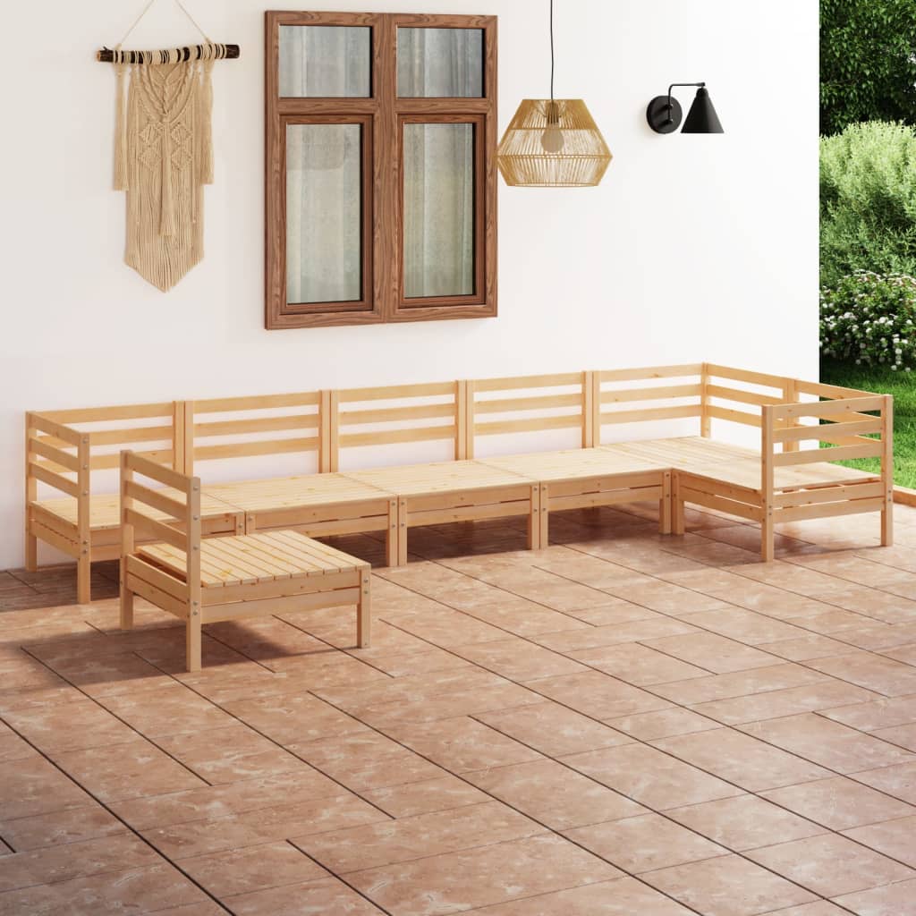 vidaXL Set Divani da Giardino 7 pz in Legno Massello di Pino