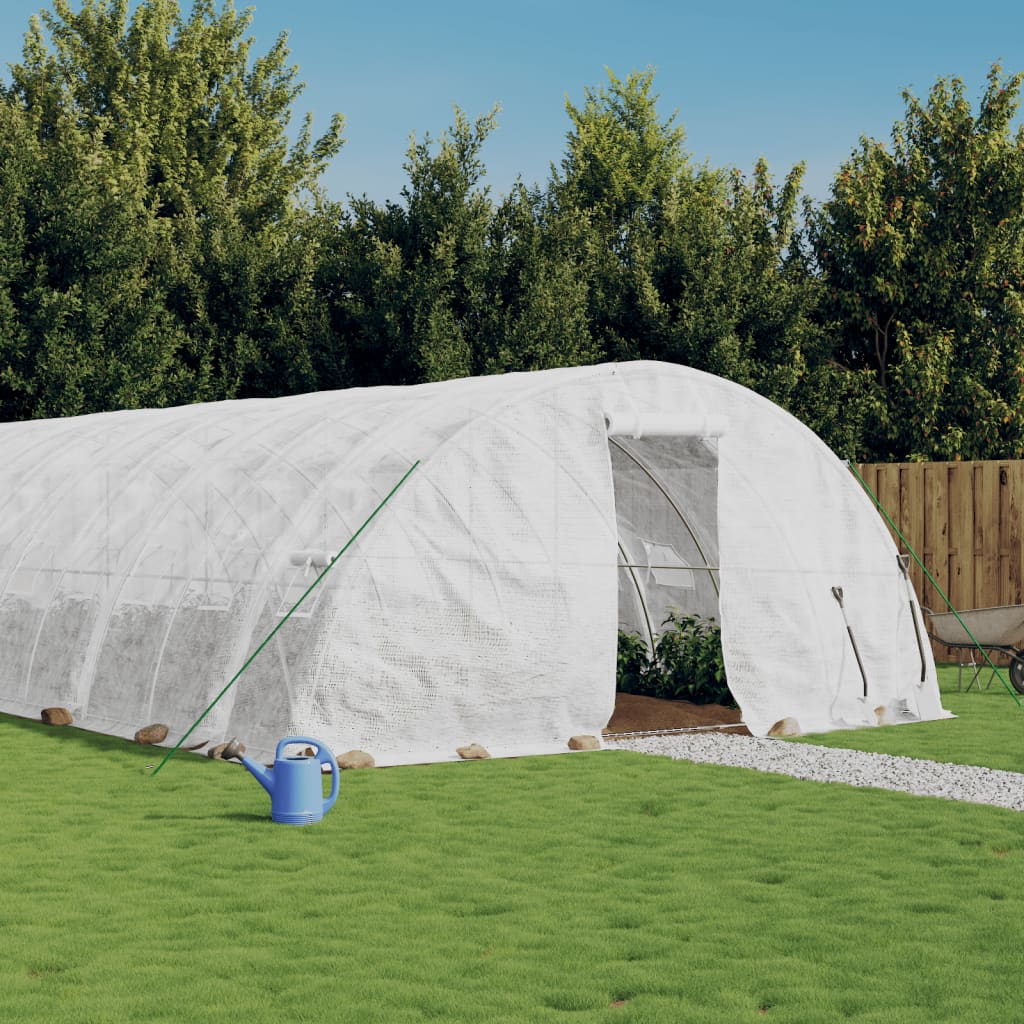 vidaXL Serra con Telaio in Acciaio Bianco 70 m² 14x5x2,3 m