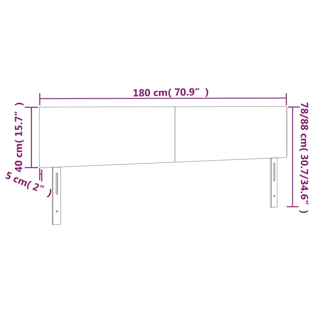 vidaXL Testiera a LED Grigio Chiaro 180x5x78/88 cm in Velluto