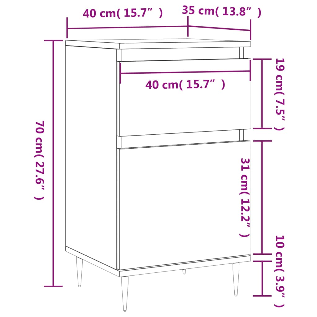 vidaXL Credenza Grigio Cemento 40x35x70 cm in Legno Multistrato