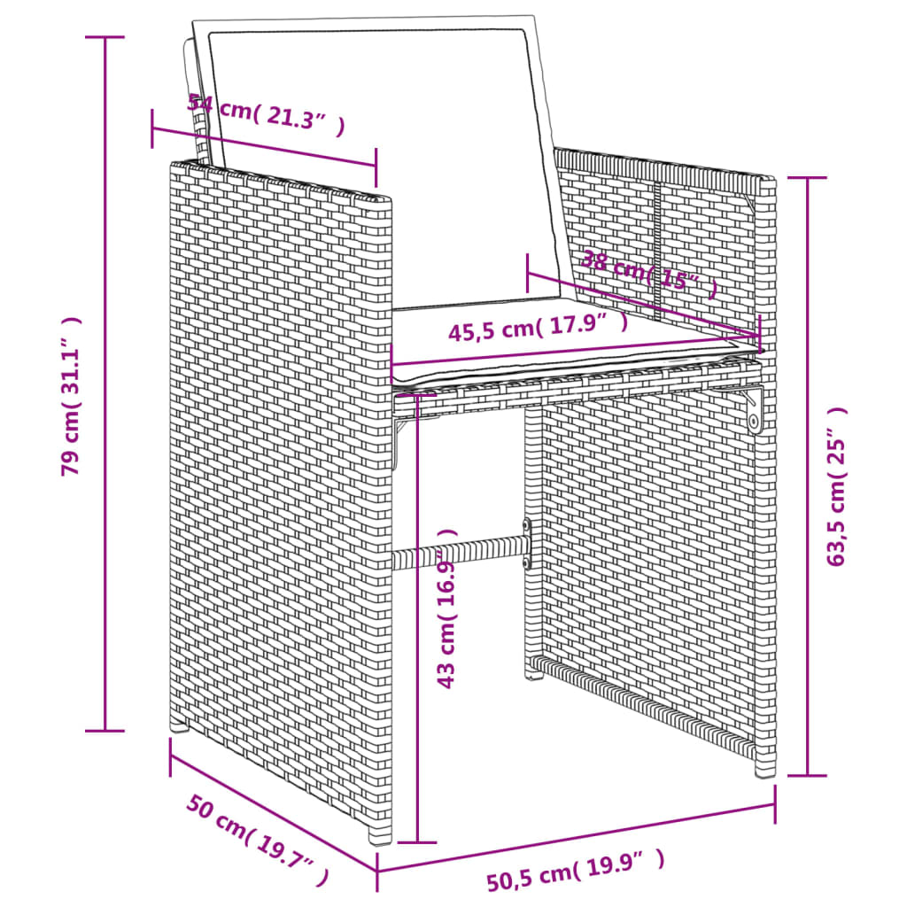 vidaXL Set da Pranzo da Giardino 11pz con Cuscini in Polyrattan Grigio