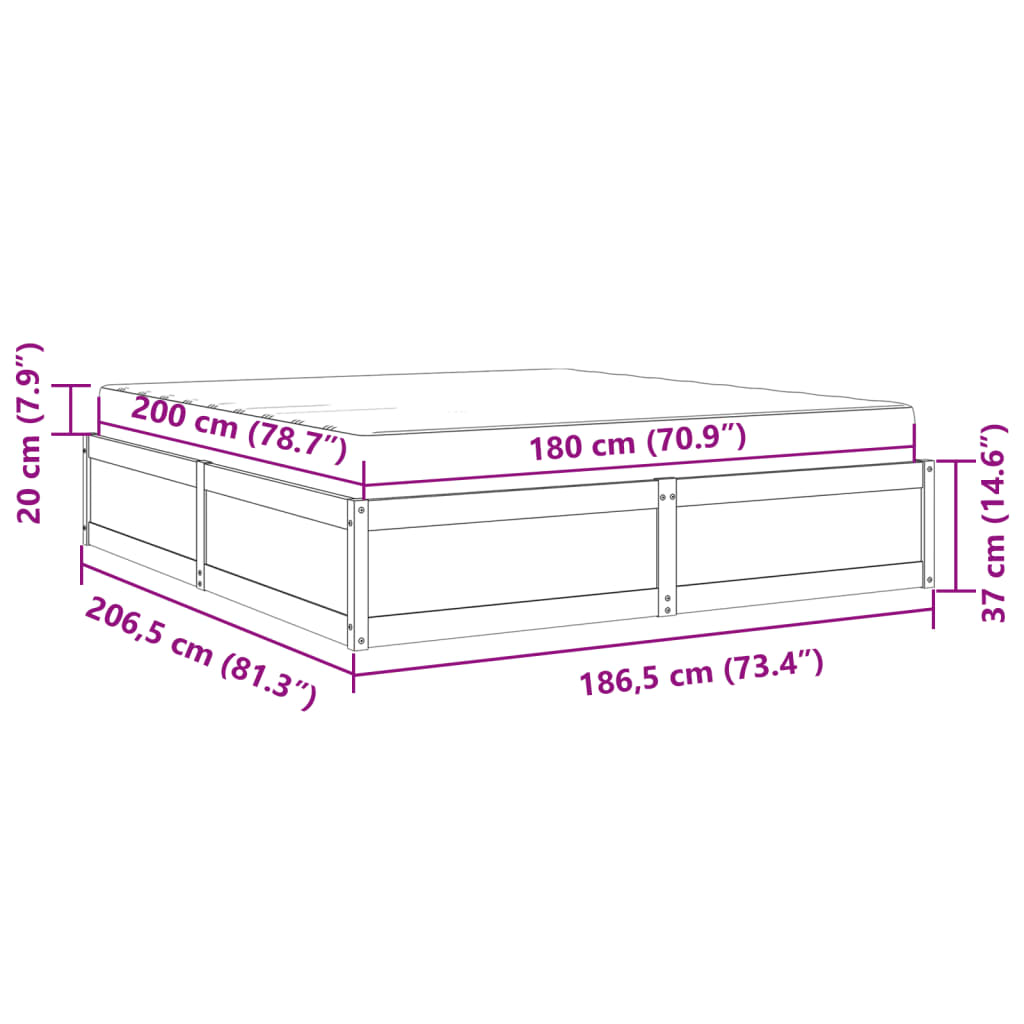 vidaXL Letto con Materasso Bianco 180x200 cm in Legno Massello di Pino