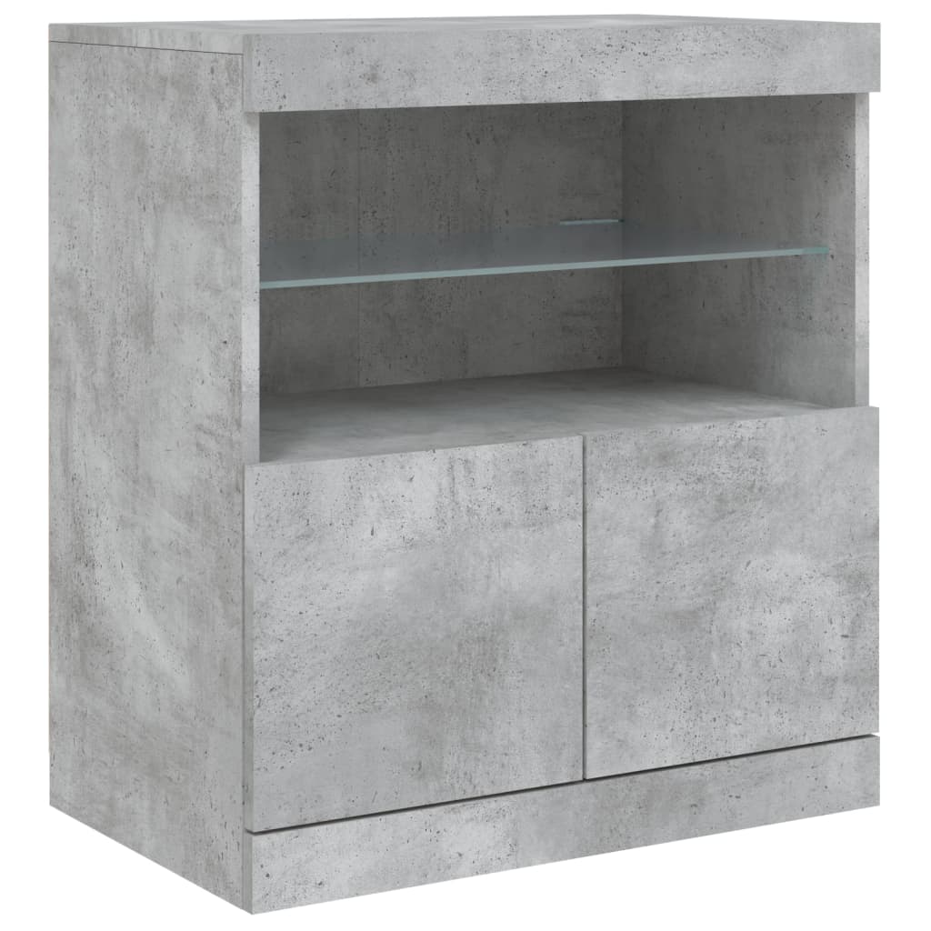 vidaXL Credenza con Luci LED Grigio Cemento 60x37x67 cm