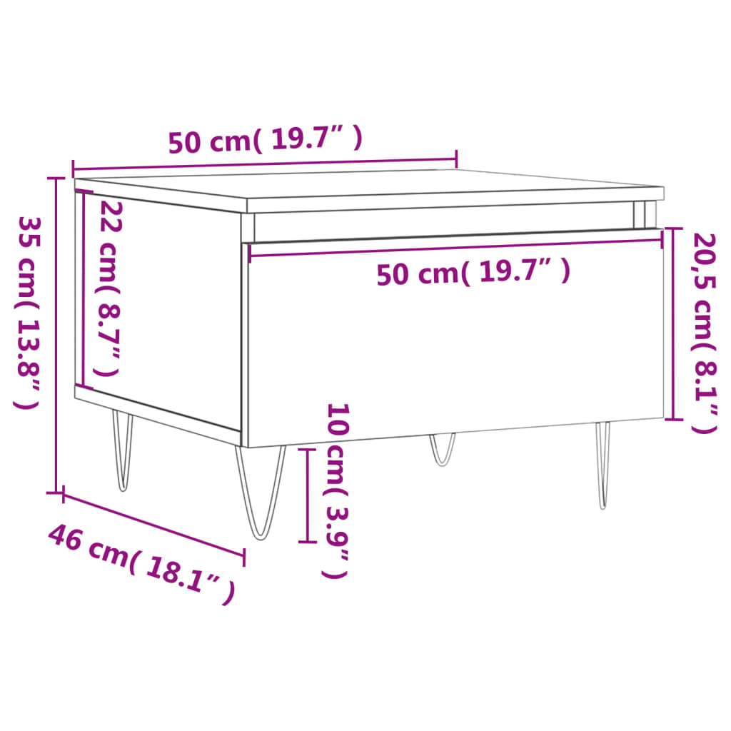 vidaXL Tavolino da Salotto Nero 50x46x35 cm in Legno Multistrato