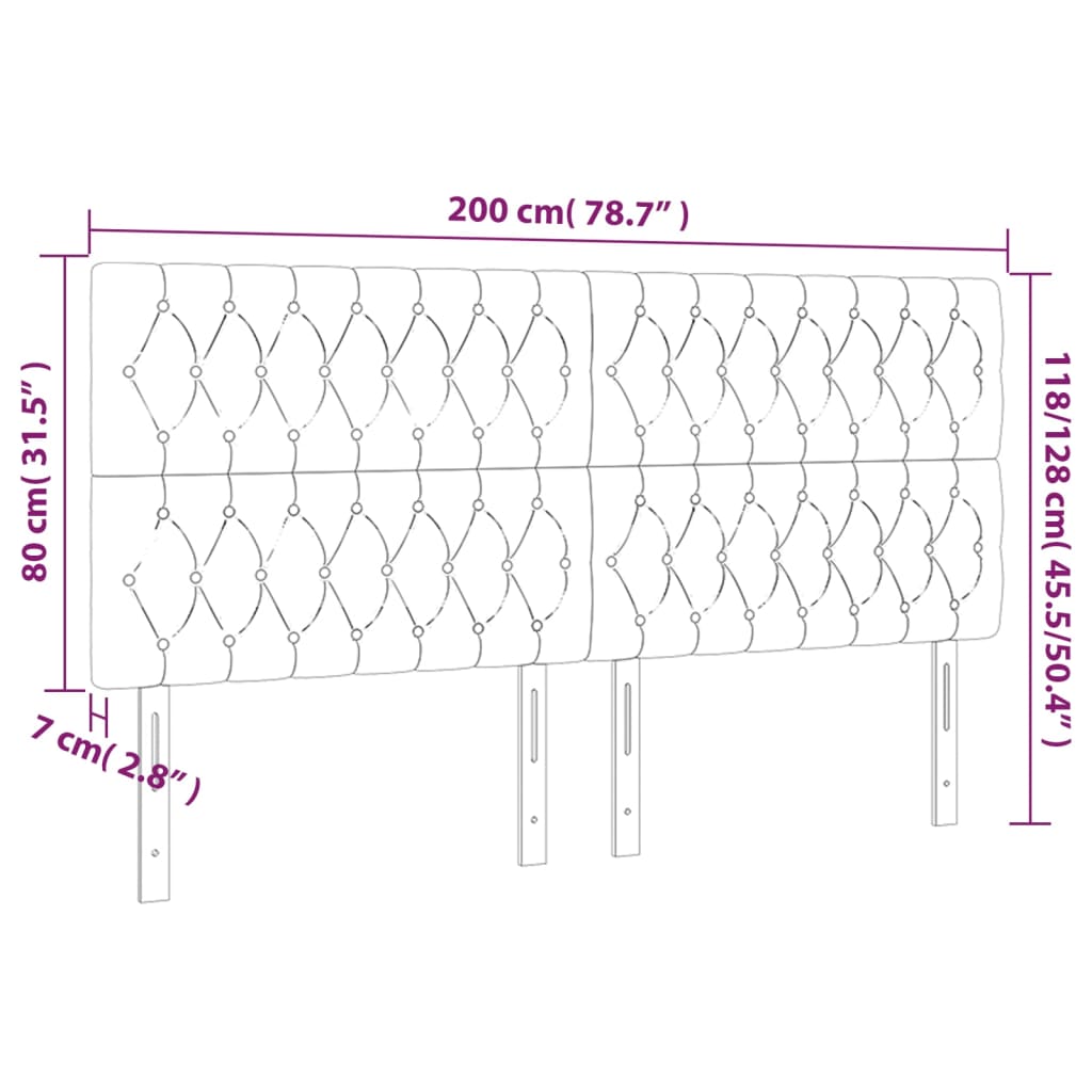 vidaXL Testiere 4 pz Grigio Chiaro 100 x 7 x 78/88 cm in Velluto