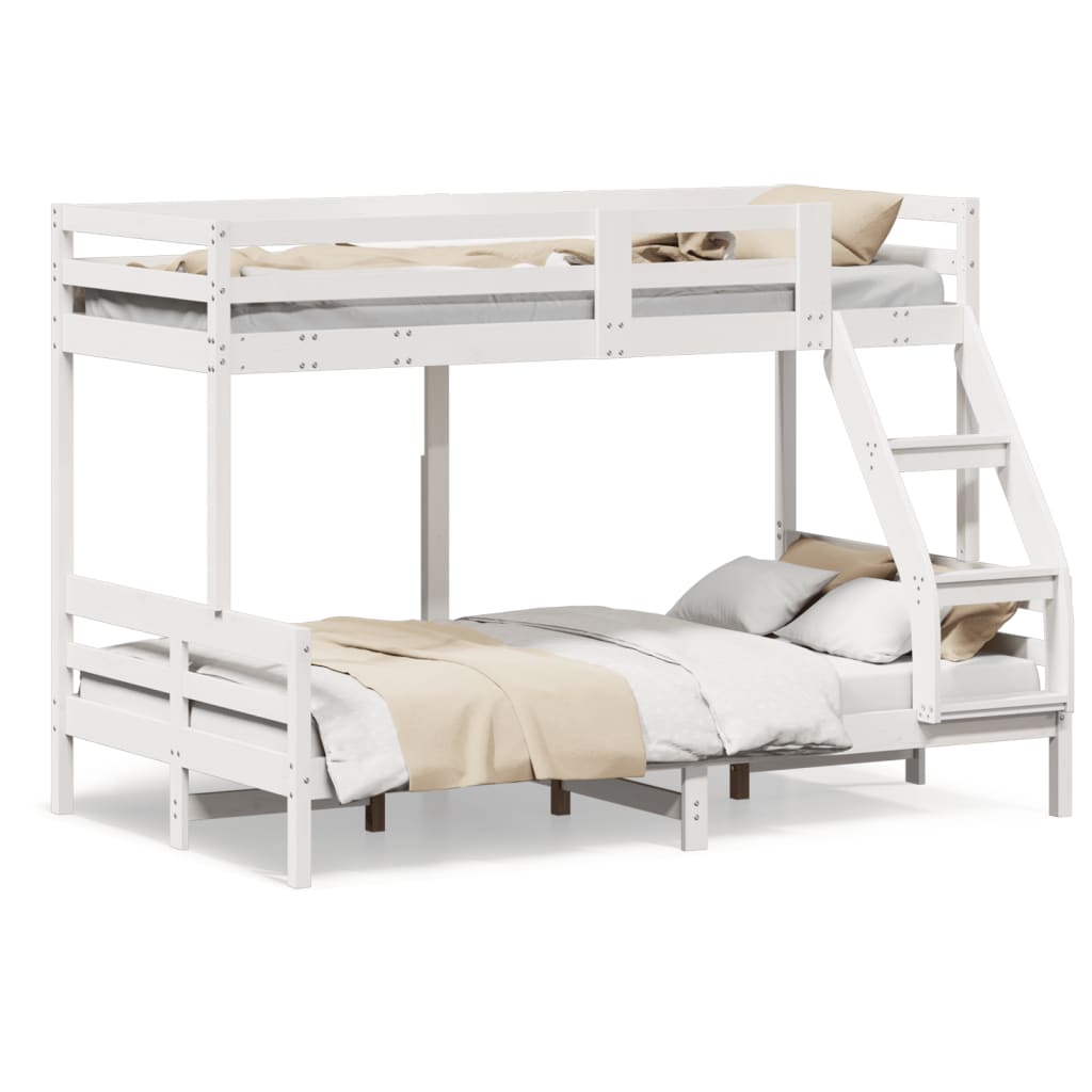 vidaXL Letto a Castello 80x200/120x200cm Bianco Legno Massello di Pino