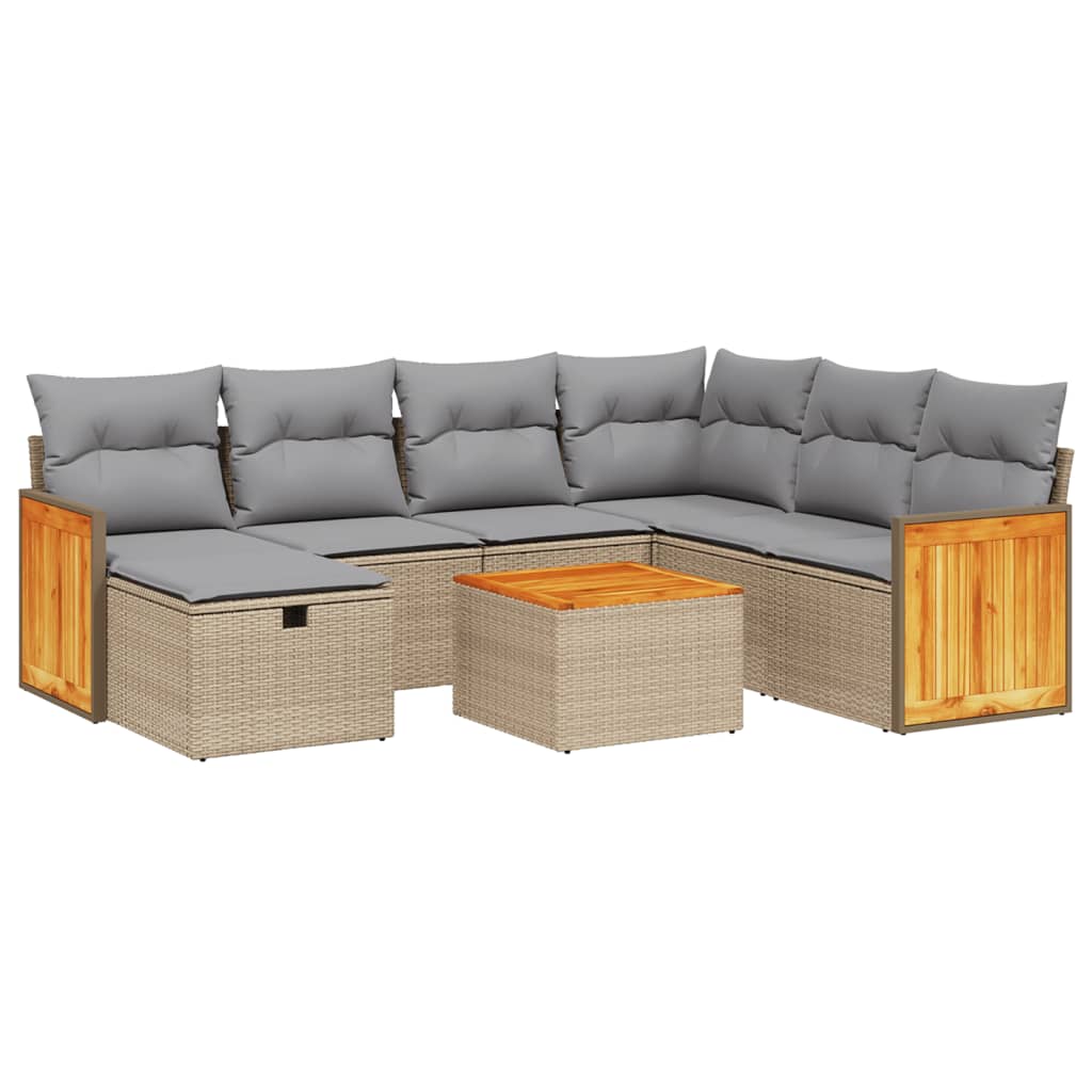 vidaXL Set Divano da Giardino 8 pz con Cuscini Beige Misto Polyrattan