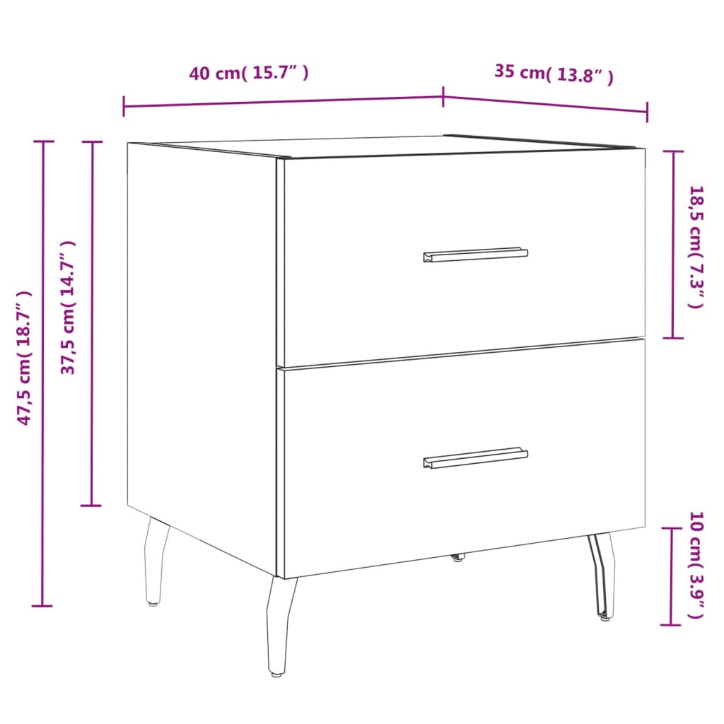 vidaXL Comodino Rovere Marrone 40x35x47,5 cm in Legno Multistrato