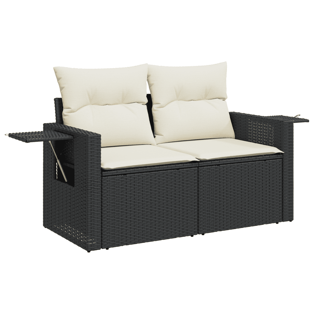 vidaXL Set Divani da Giardino con Cuscini 7pz Nero Polyrattan