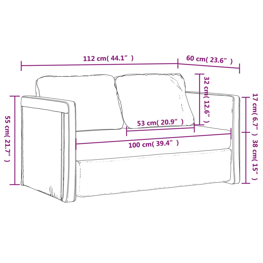 vidaXL Divano Letto da Terra 2 in 1 Blu 112x174x55 cm Tessuto