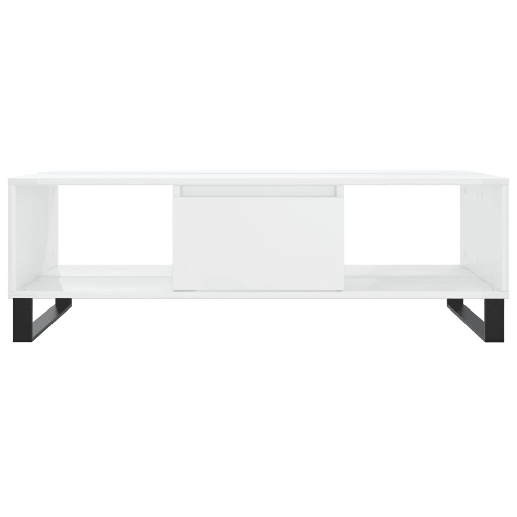 vidaXL Tavolino da Salotto Bianco Lucido 104x60x35cm Legno Multistrato