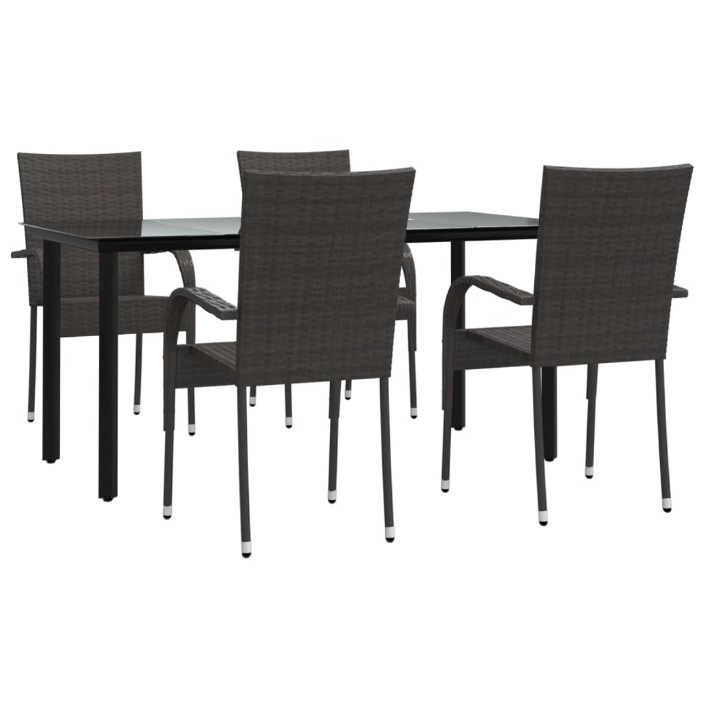 vidaXL Set da Pranzo da Giardino 5 pz Marrone in Polyrattan