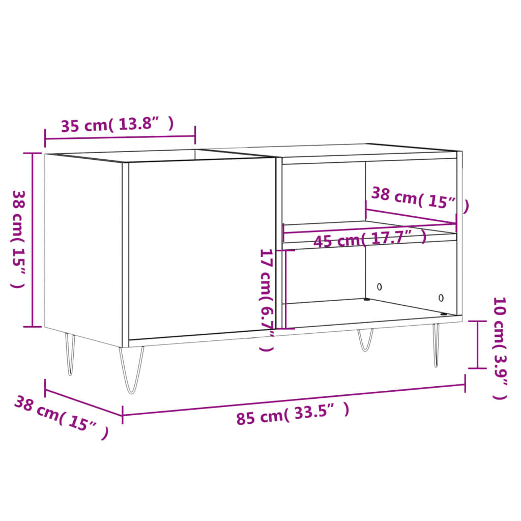 vidaXL Mobile Porta Dischi Rovere Marrone 85x38x48cm Legno Multistrato