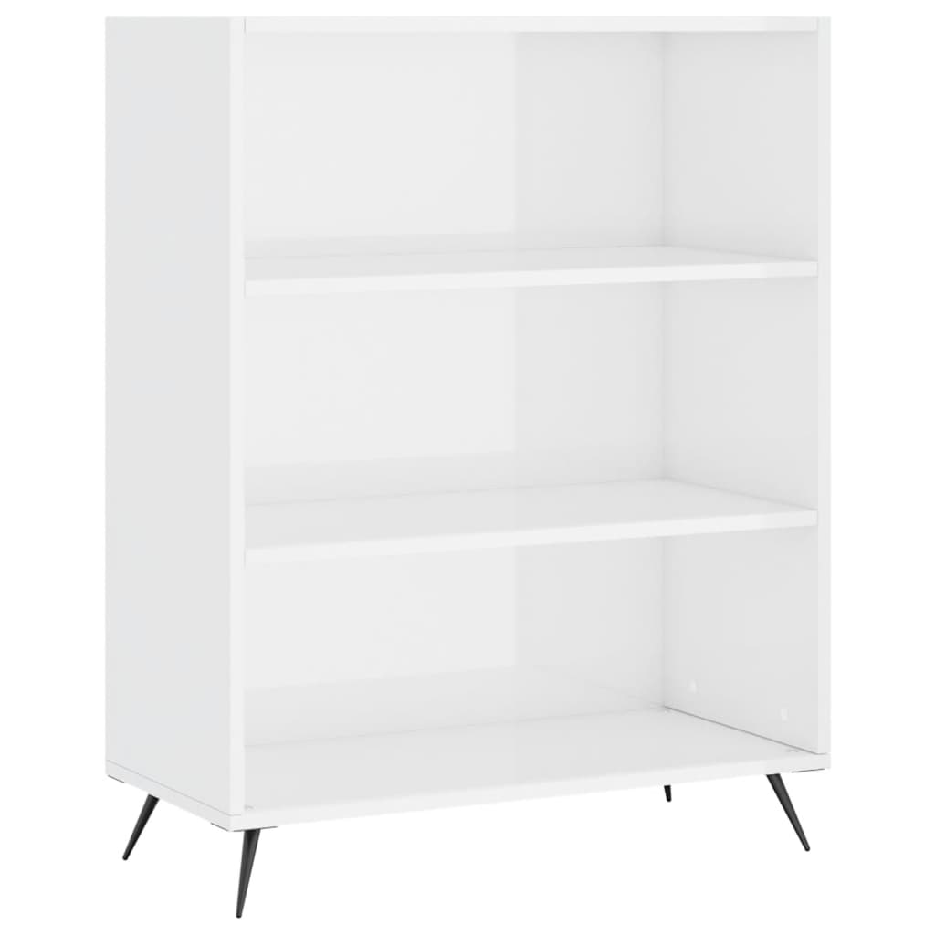 vidaXL Libreria Bianco Lucido 69,5x32,5x90 cm in Legno Multistrato