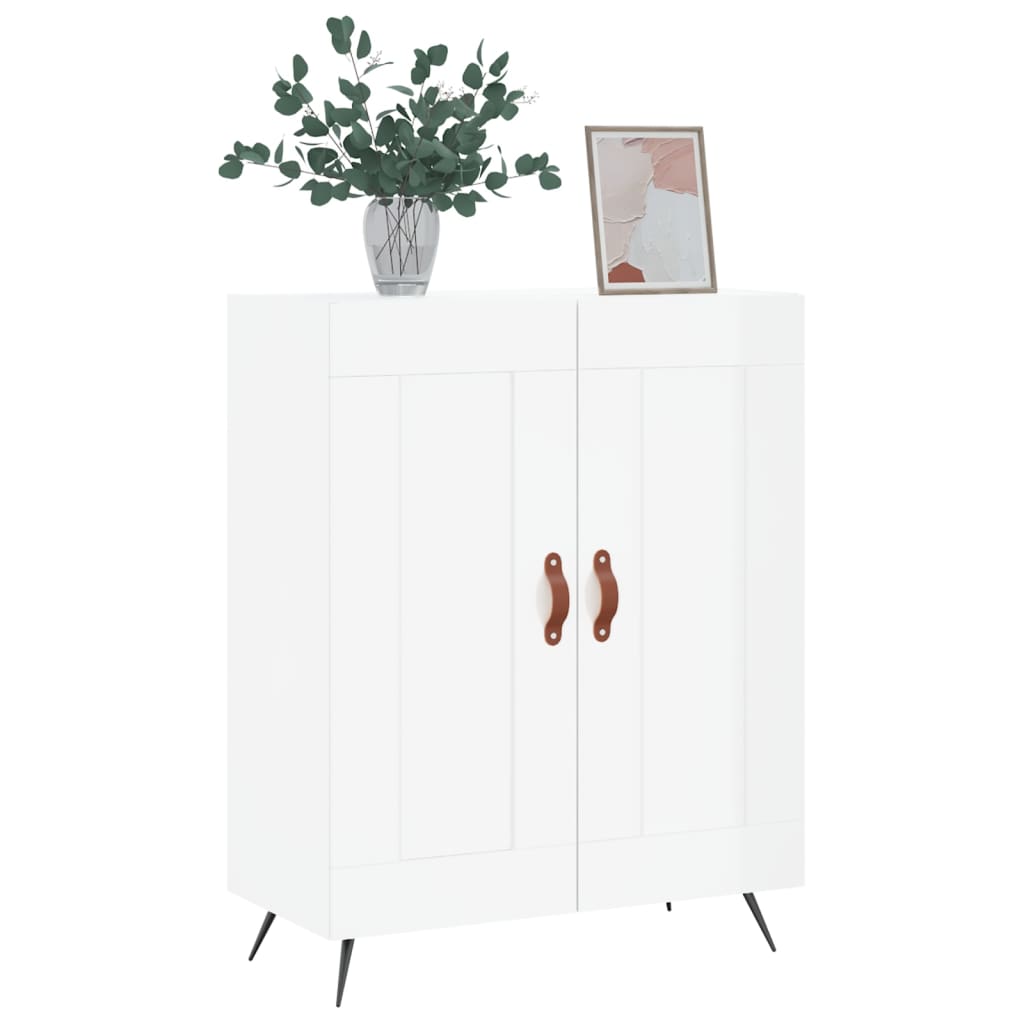 vidaXL Credenza 69,5x34x90 cm in Legno Multistrato Bianco Lucido