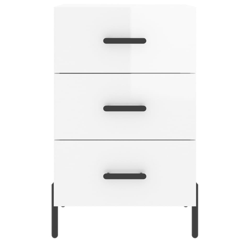 vidaXL Comodino Bianco Lucido 40x40x66 cm in Legno Multistrato