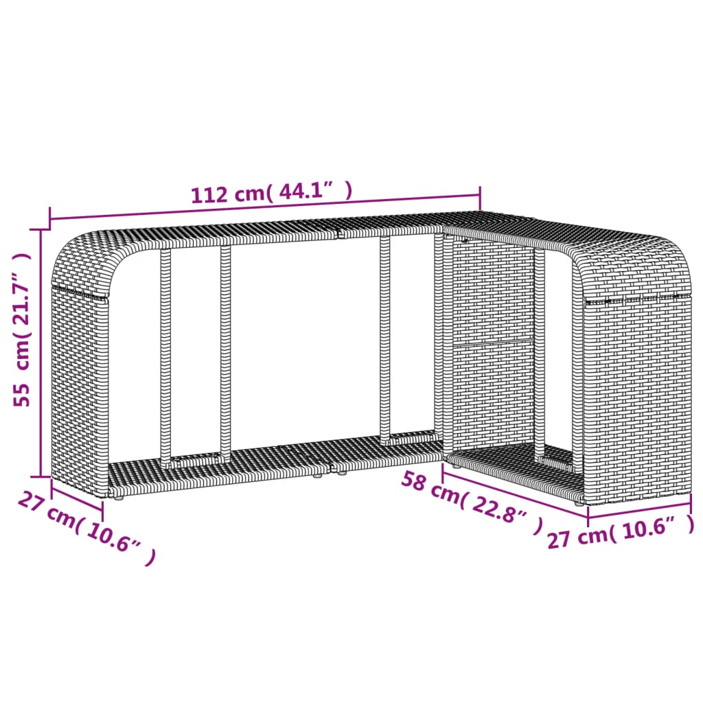 vidaXL Scaffali Portaoggetti 2 pz in Polyrattan Nero