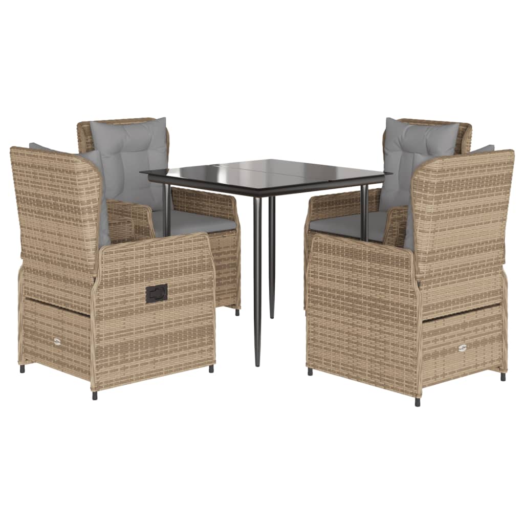 vidaXL Set da Pranzo da Giardino 5 pz con Cuscini Beige in Polyrattan