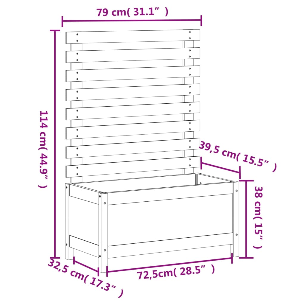 vidaXL Fioriera Giardino con Rastrelliera 79x39,5x114cm Legno Douglas