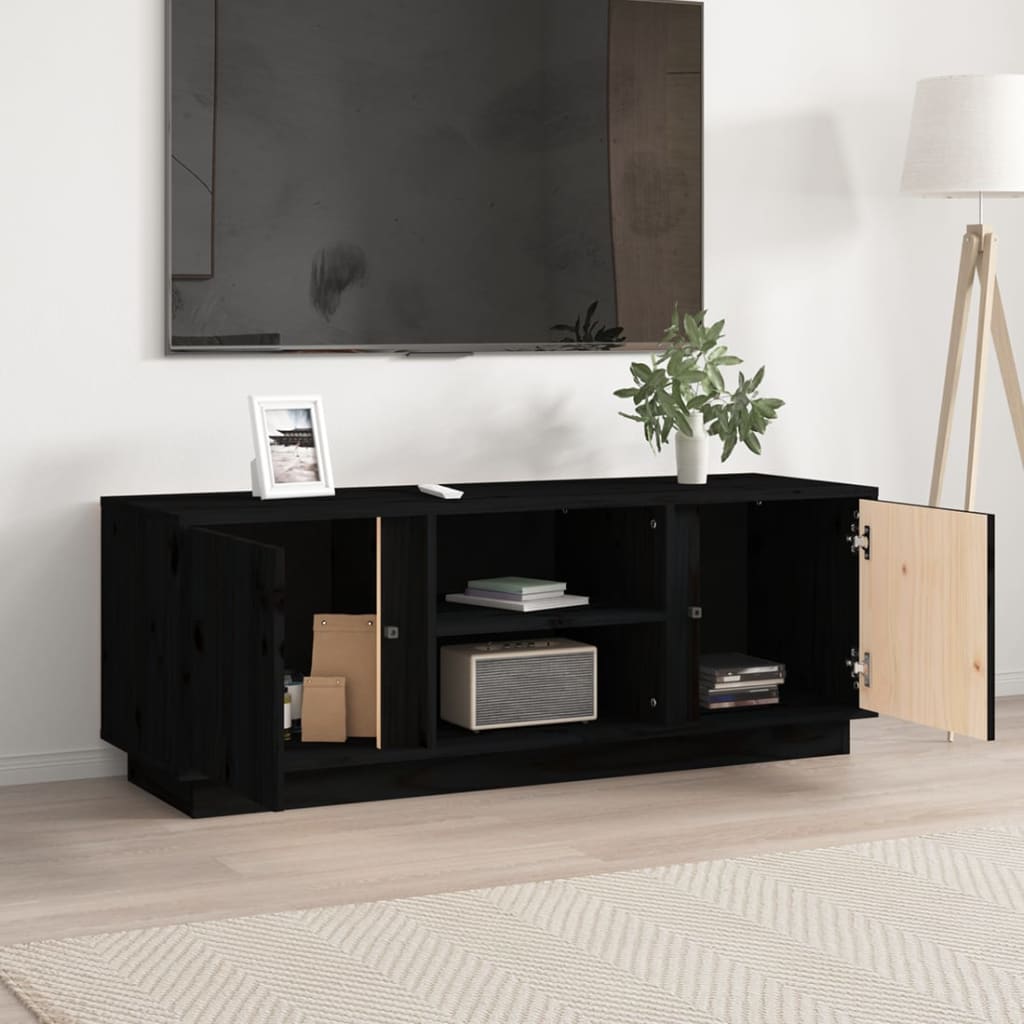 vidaXL Mobile Porta TV Nera 110x35x40,5 cm in Legno Massello di Pino