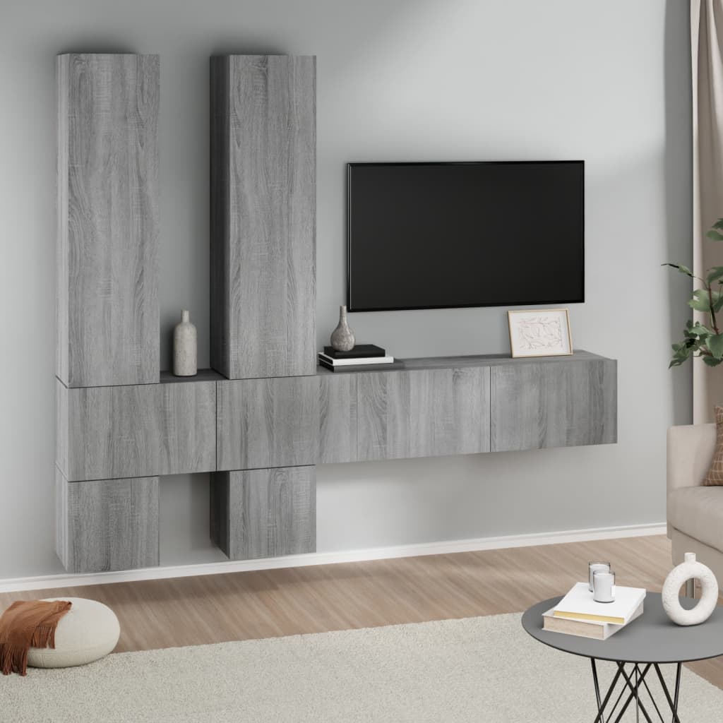 vidaXL Mobile Porta TV a Parete Grigio Sonoma in Legno Multistrato