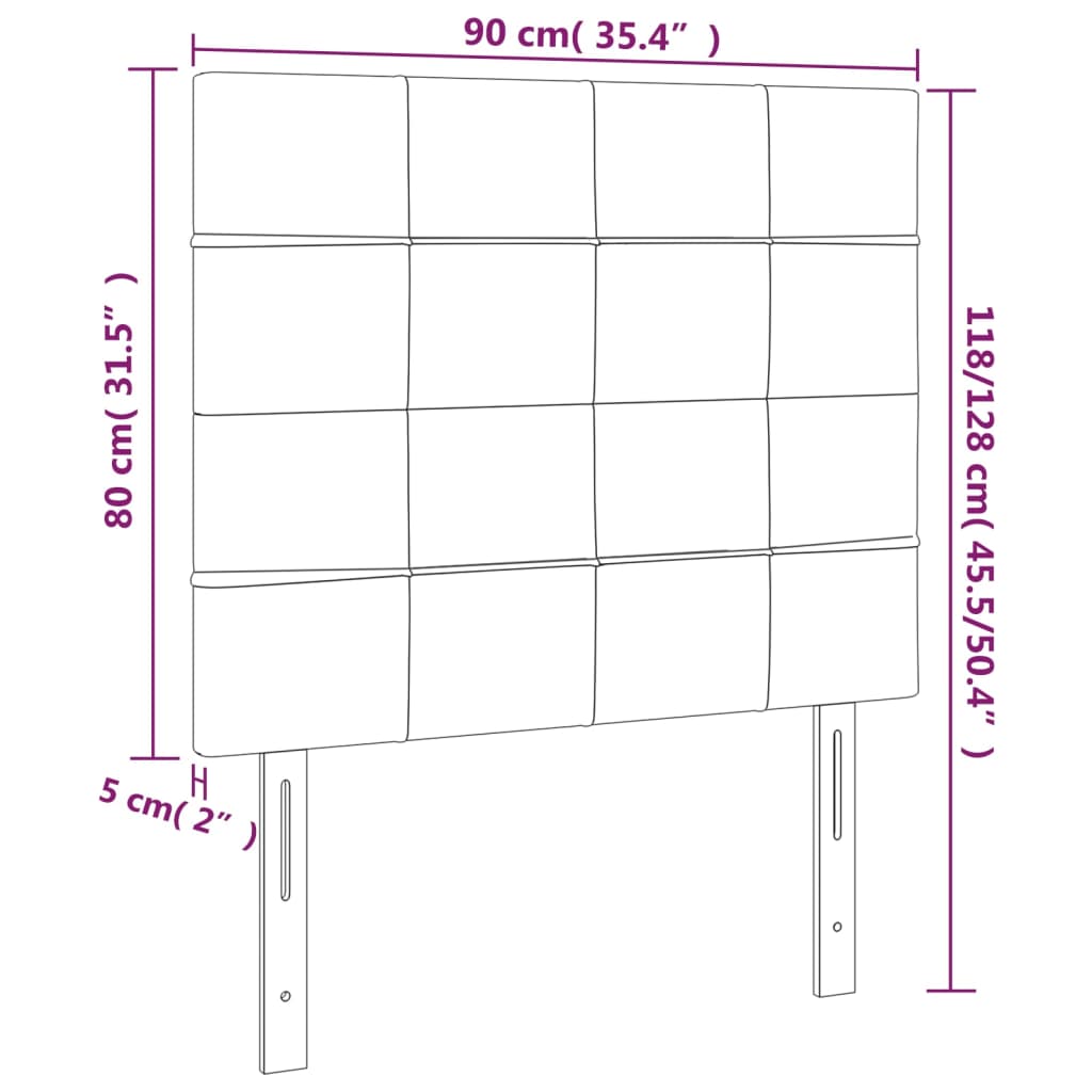 vidaXL Testiera a LED Grigio Chiaro 90x5x118/128 cm in Velluto