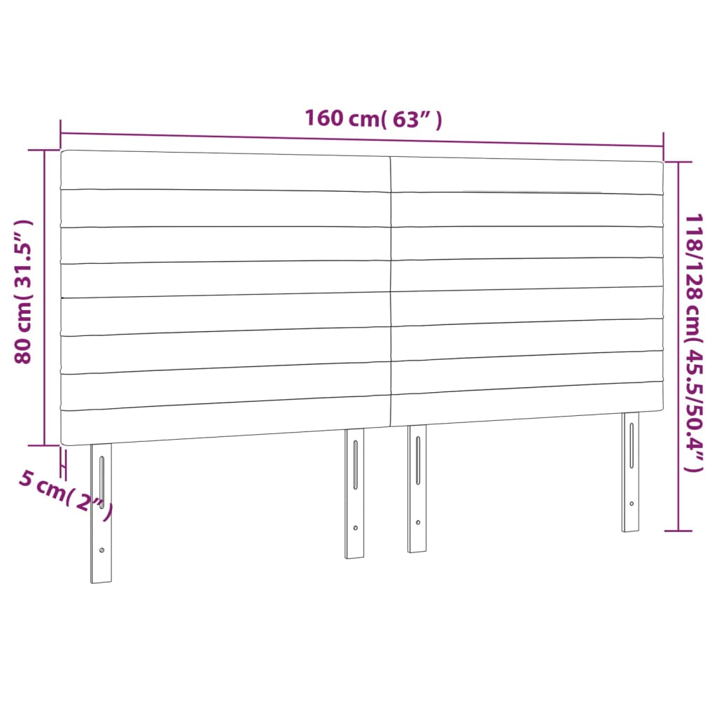 vidaXL Testiera a LED GrigioScuro 160x5x118/128cm inTessuto