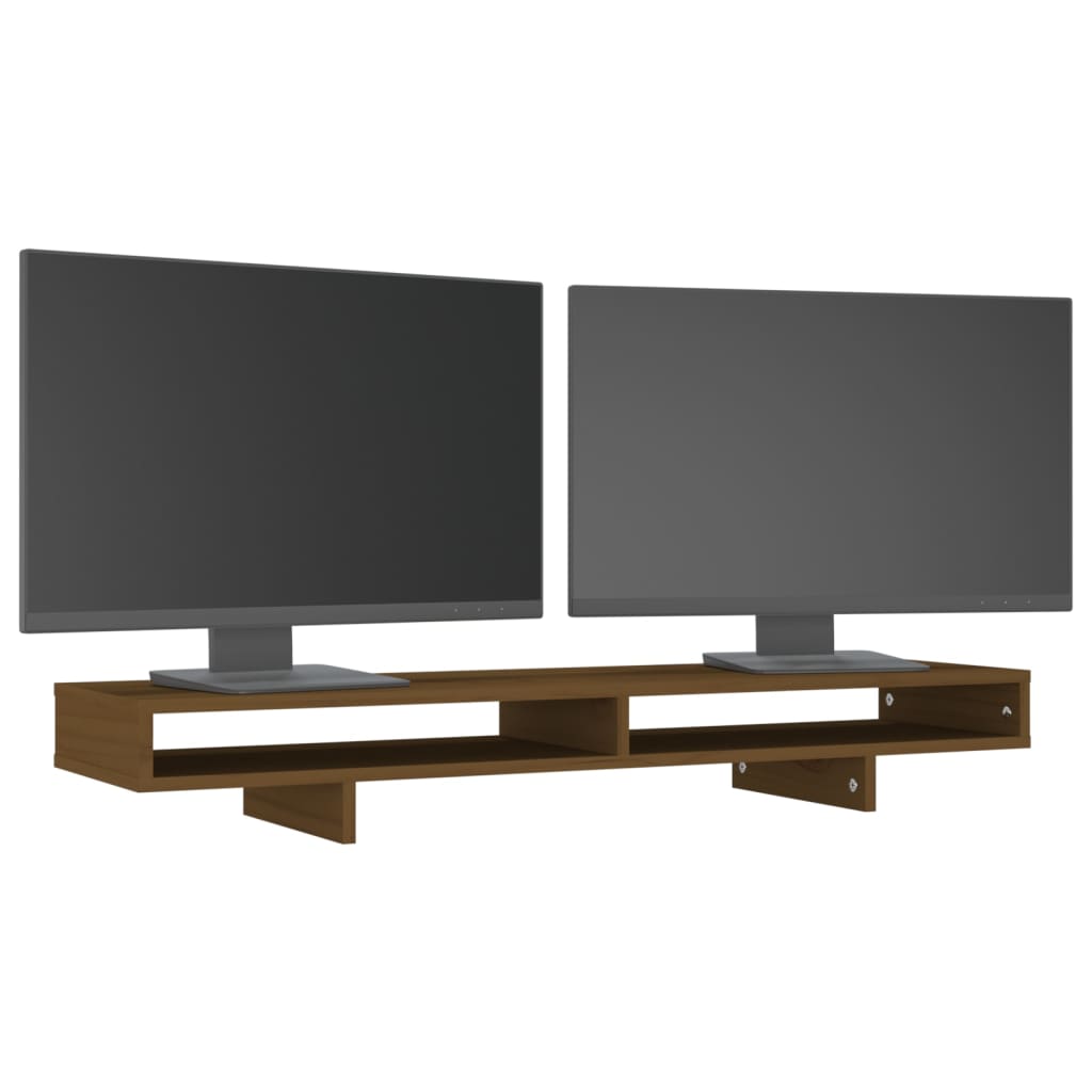 vidaXL Supporto per Monitor ambra 100x27x14 cm Legno Massello di Pino