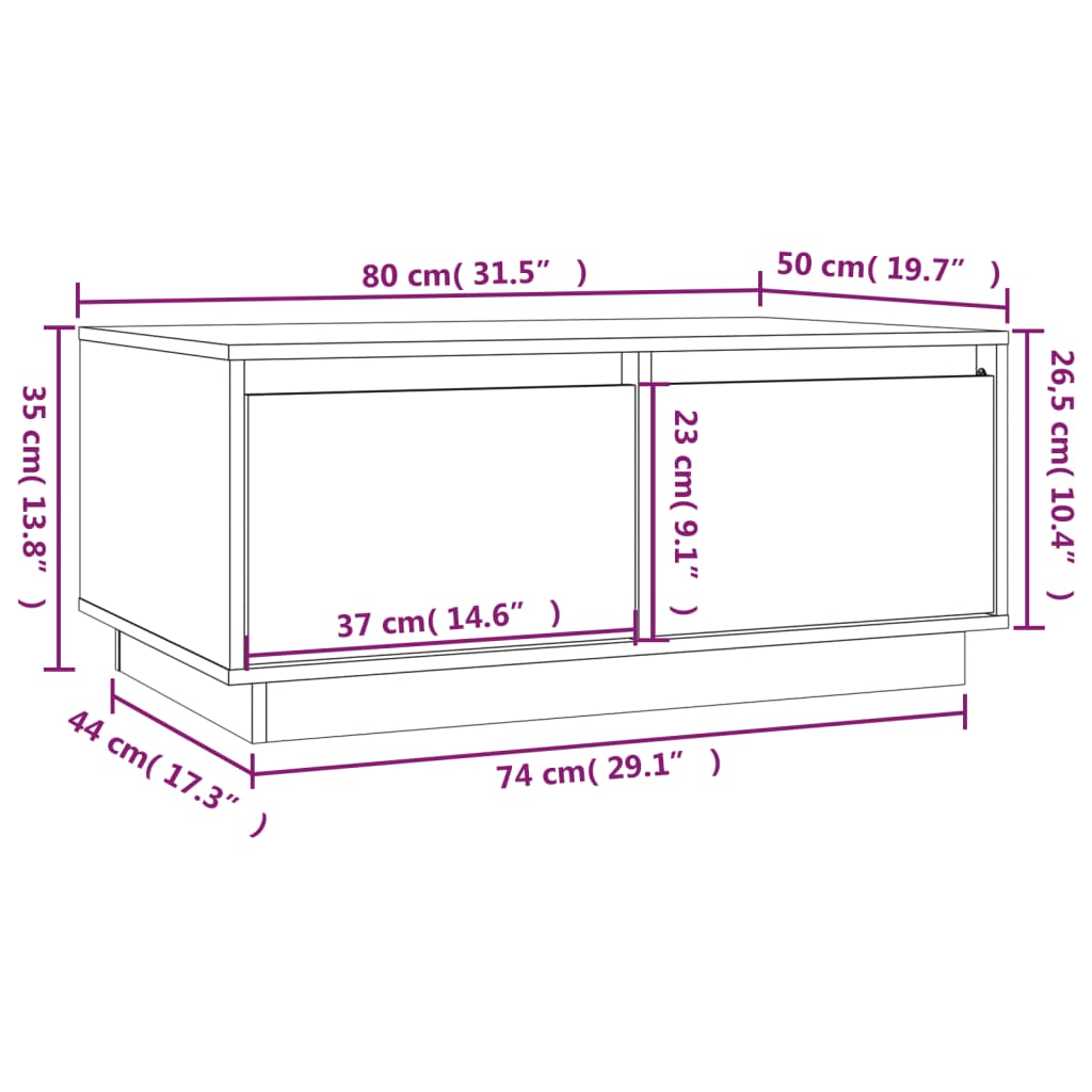 vidaXL Tavolino da Salotto ambra 80x50x35 cm Legno Massello di Pino