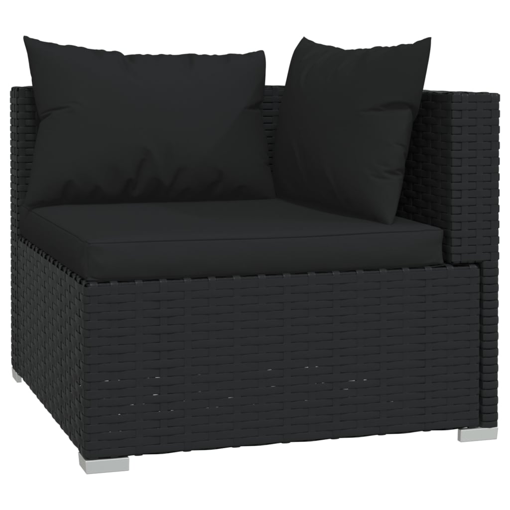 vidaXL Set Divani da Giardino 12 pz con Cuscini in Polyrattan Nero