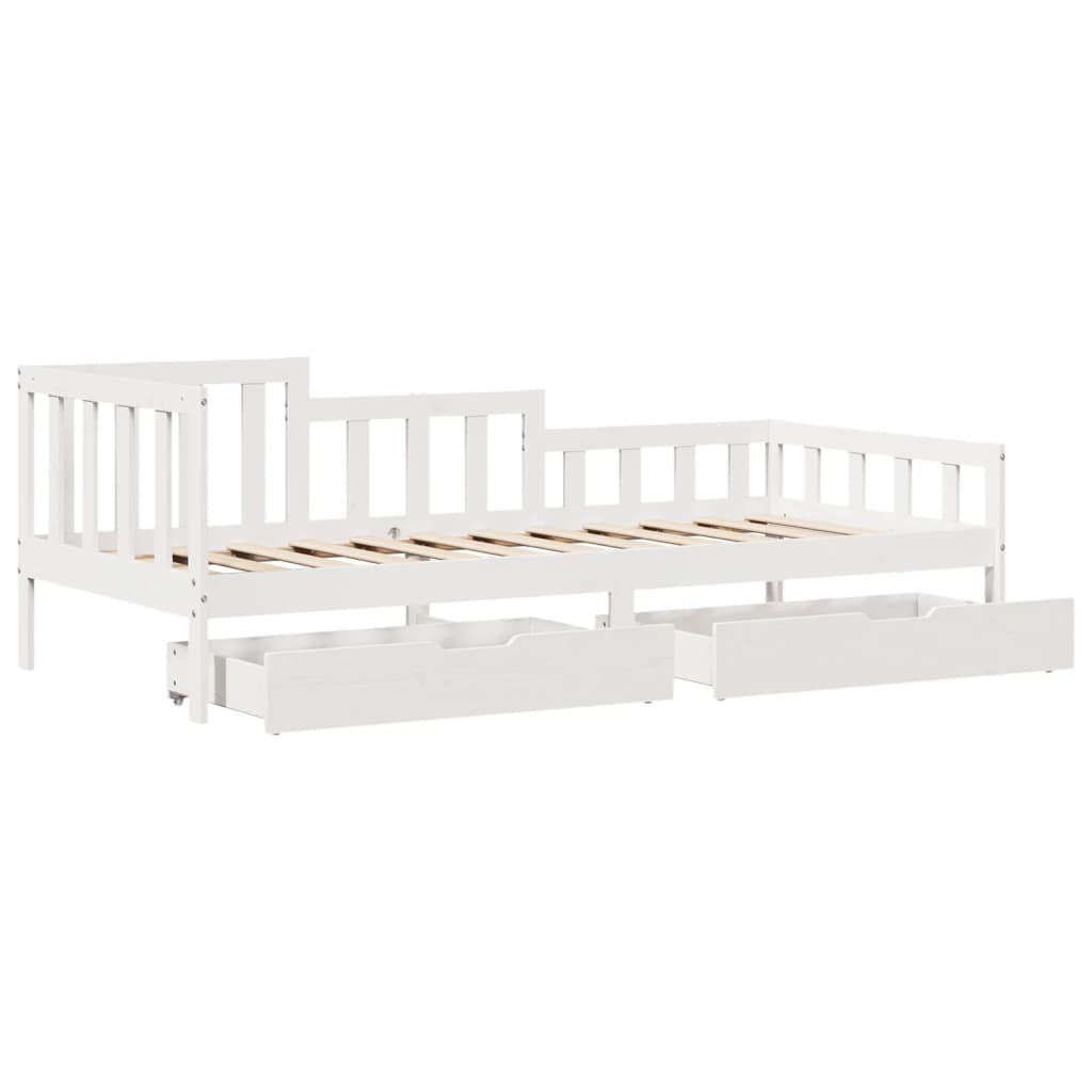 vidaXL Dormeuse con Cassetti Bianco 90x200 cm Legno Massello di Pino