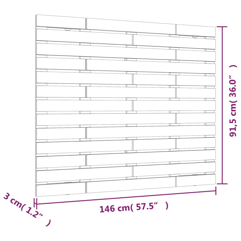 vidaXL Testiera da Parete Ambra 146x3x91,5cm in Legno Massello di Pino