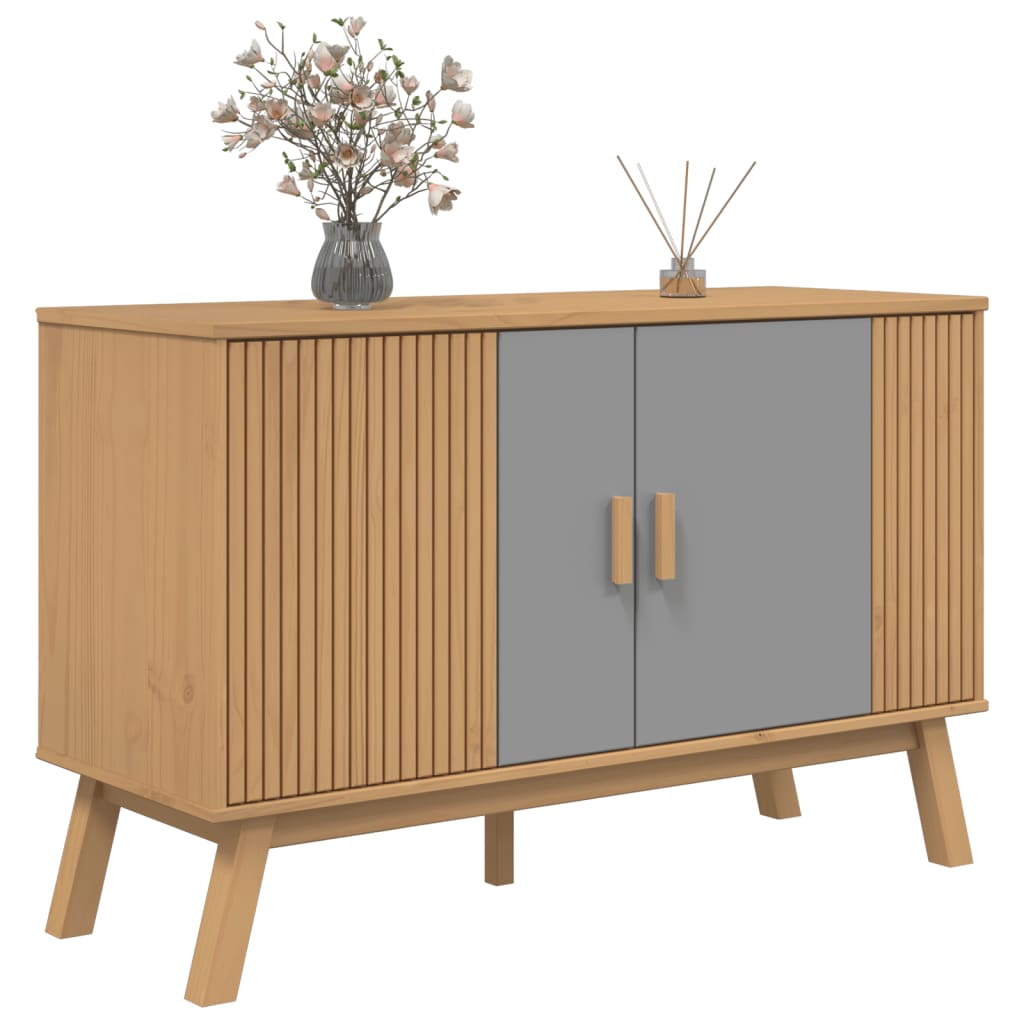 vidaXL Credenza OLDEN Grigia e Marrone 114x43x73,5 cm Massello di Pino