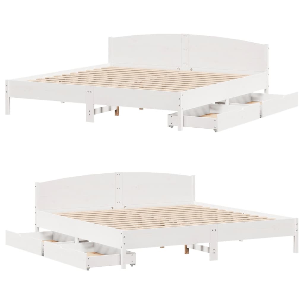 vidaXL Letto senza Materasso Bianco 180x200 cm Legno Massello di Pino