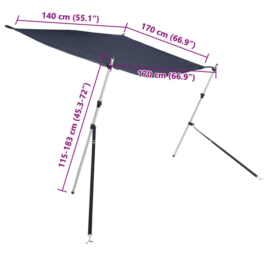 vidaXL Estensione Tendalino a T Blu 170x170x(115-183) cm