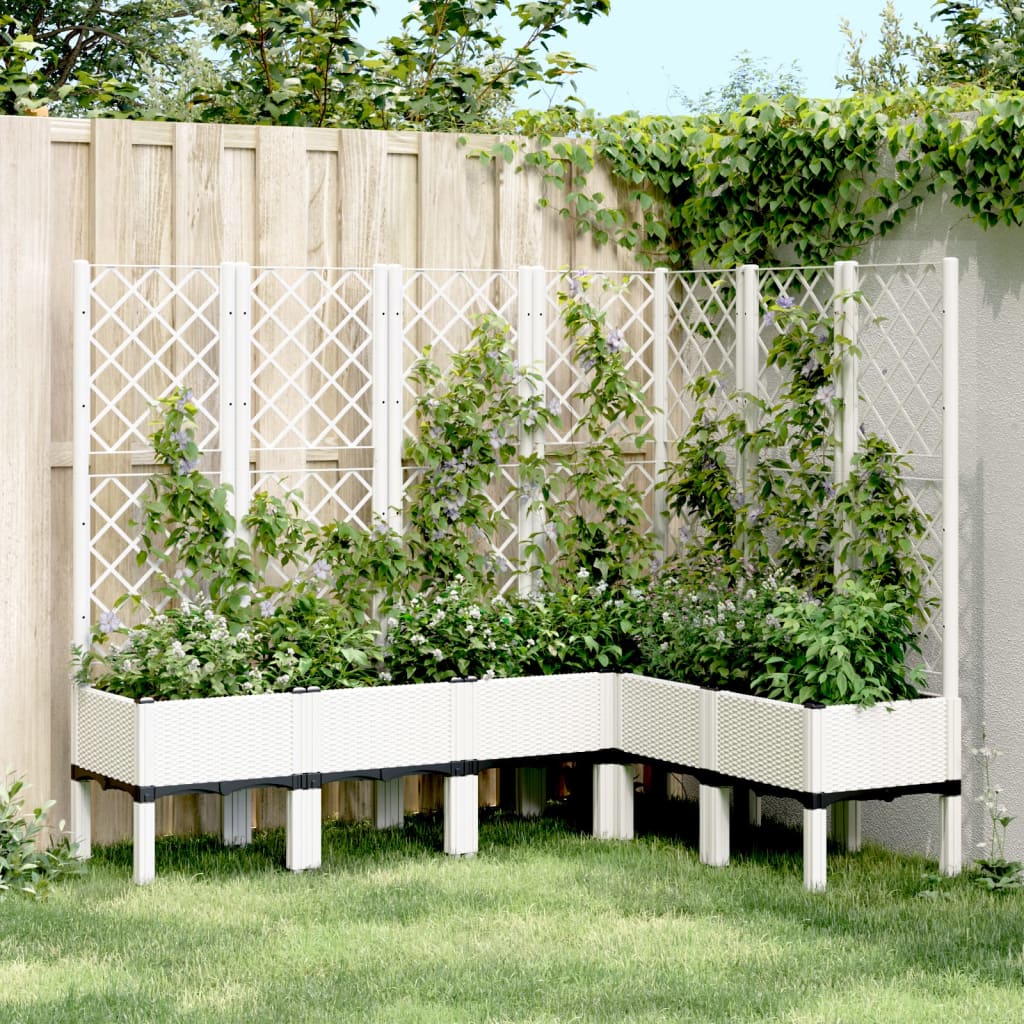 vidaXL Fioriera da Giardino con Graticcio Bianco 160x120x142 cm in PP