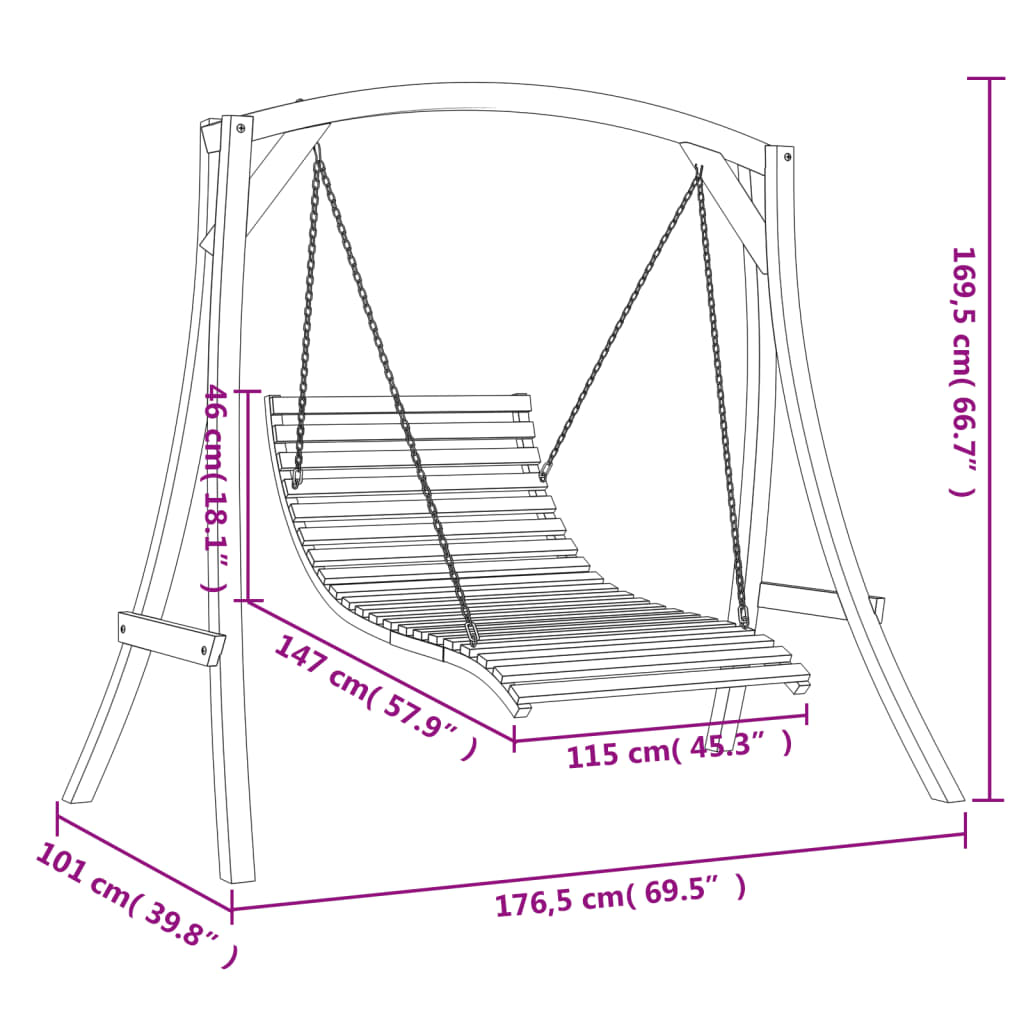 vidaXL Letto a Dondolo in Legno Massello di Abete con Finitura in teak