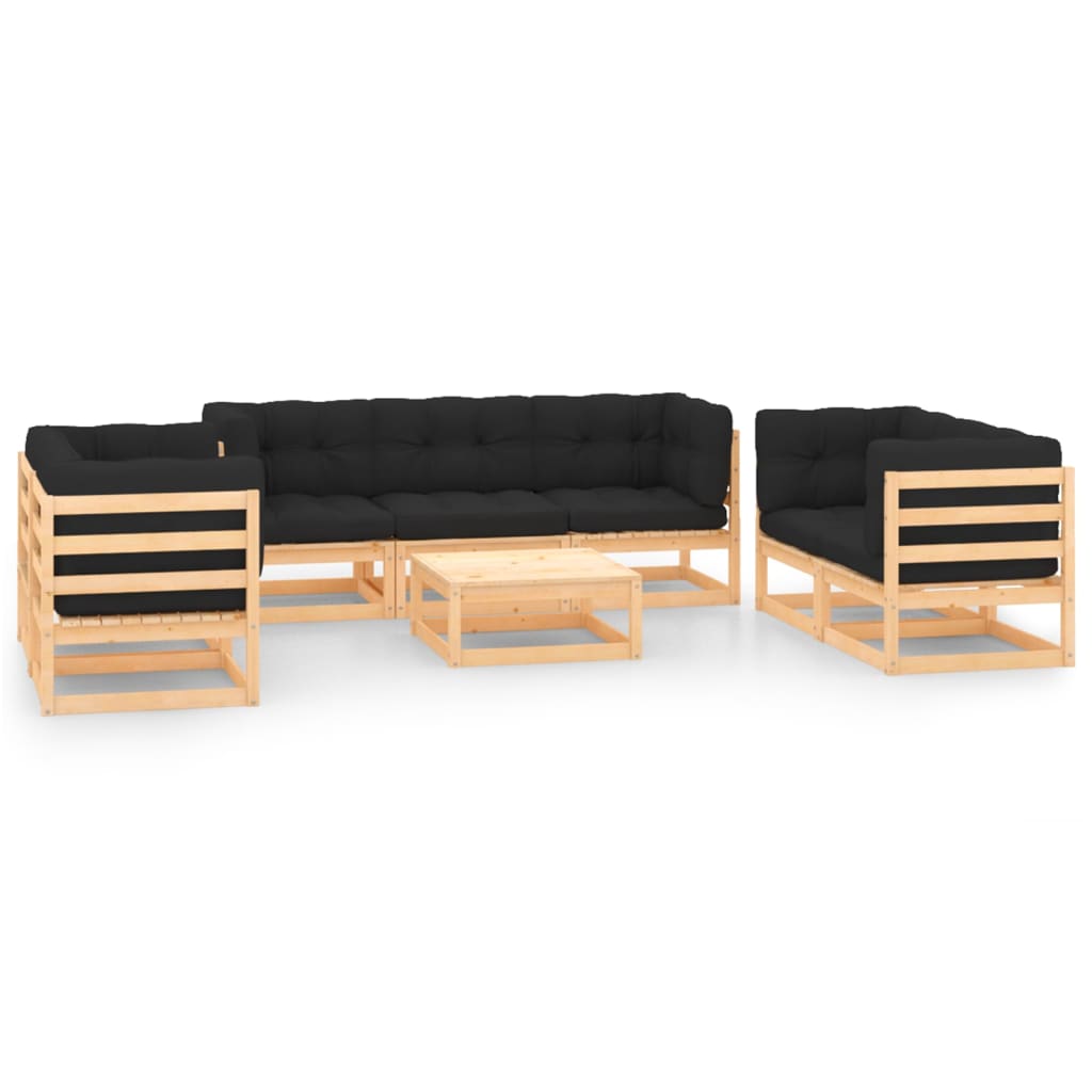 vidaXL Set Salotto Giardino 8 pz Cuscini Antracite Legno Massello Pino