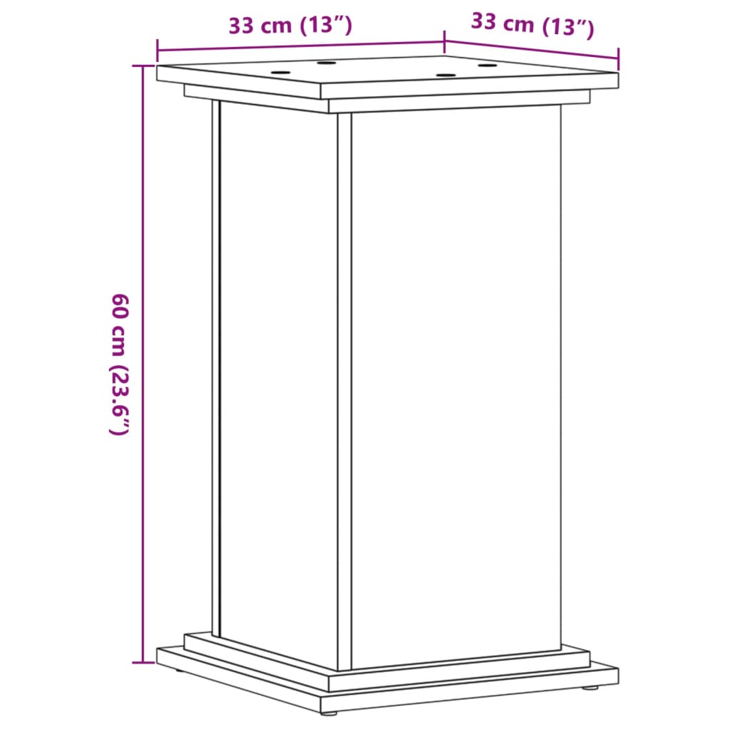 vidaXL Supporto per Piante Rovere Fumo 33x33x60 cm Legno Multistrato