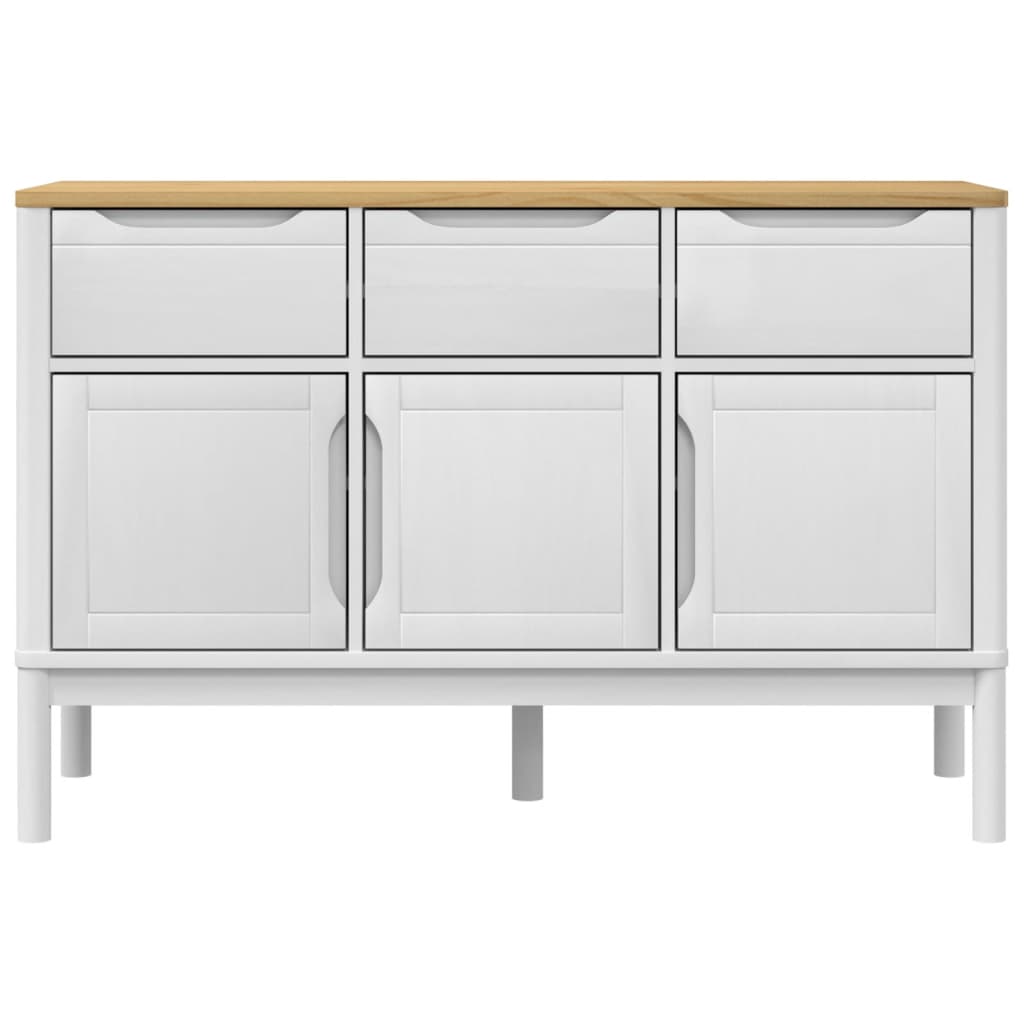 vidaXL Credenza FLORO Bianca 114x43x74 cm in Legno Massello di Pino