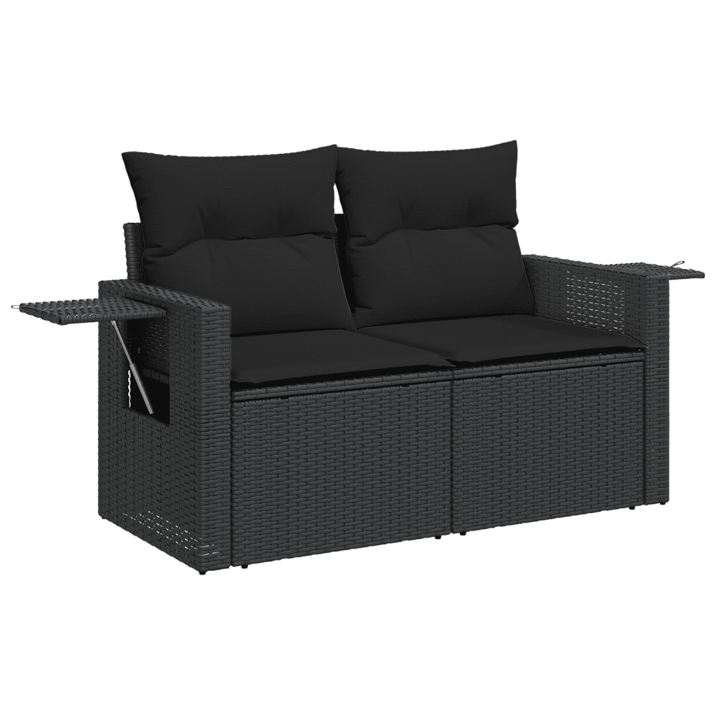 vidaXL Set Divani da Giardino 12 pz con Cuscini Nero in Polyrattan