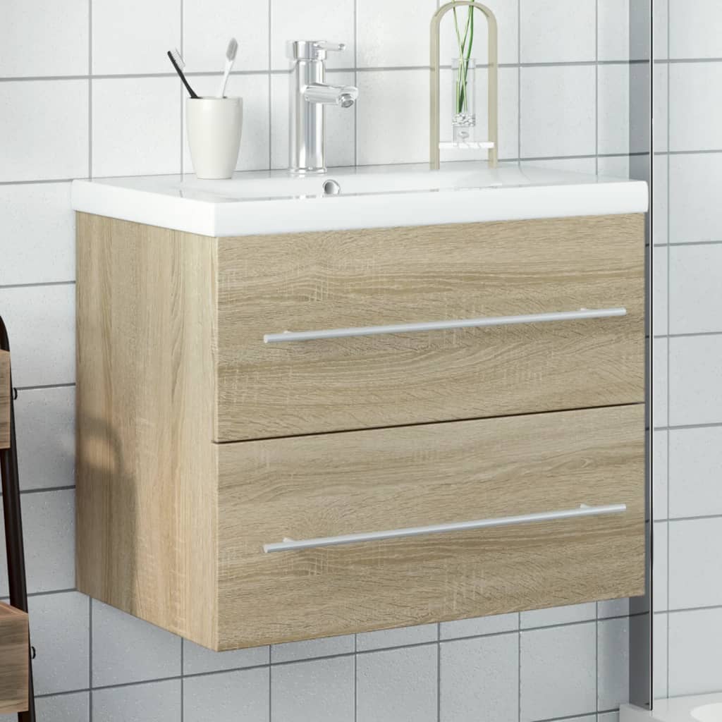 vidaXL Mobile da Bagno con Lavabo Integrato Rovere Sonoma