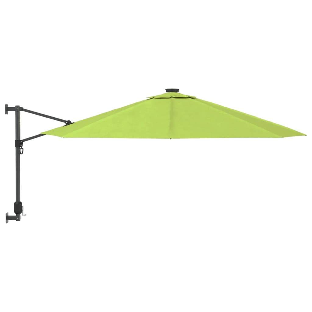 vidaXL Ombrellone a Parete con LED Verde Mela 290 cm