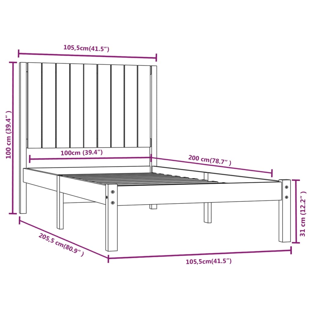 vidaXL Giroletto ambra in Legno Massello di Pino 100x200 cm