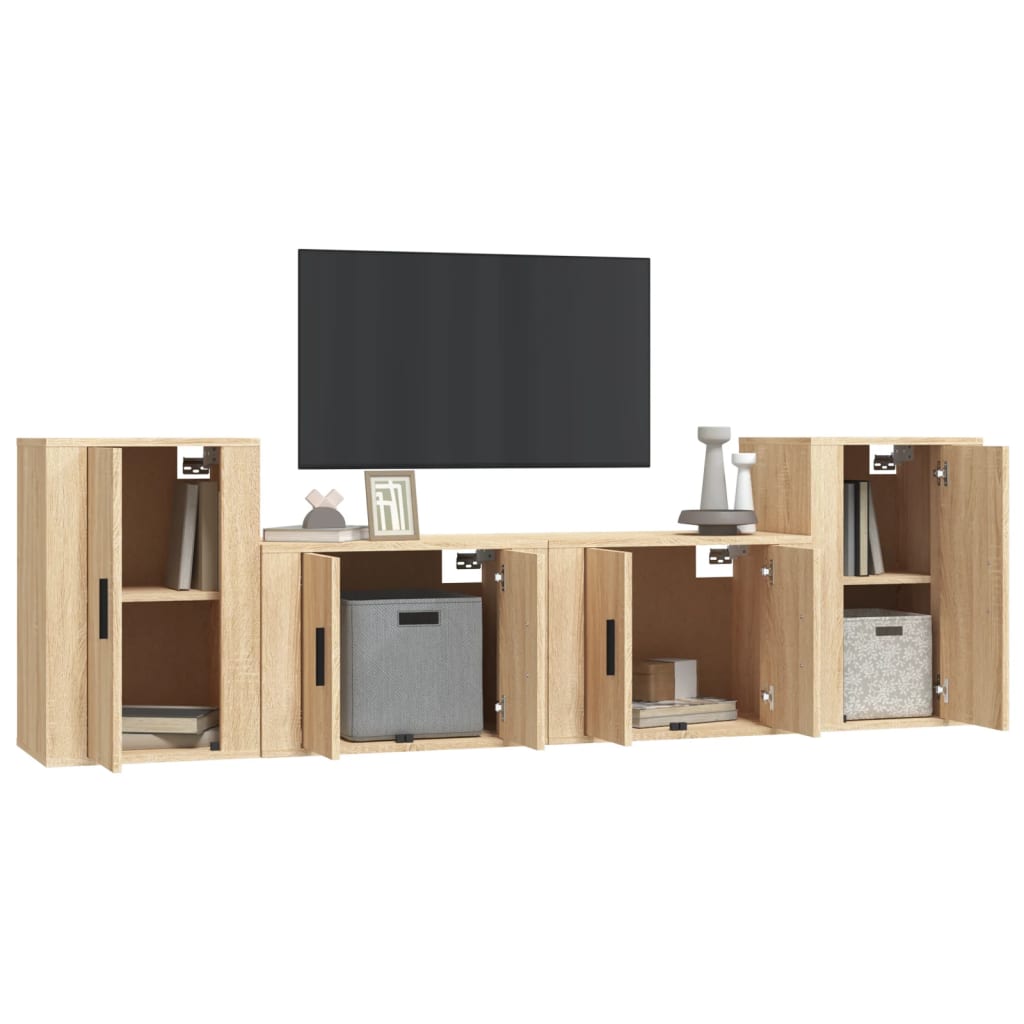 vidaXL Set di Mobili Porta TV 4 pz Rovere Sonoma in Legno Multistrato