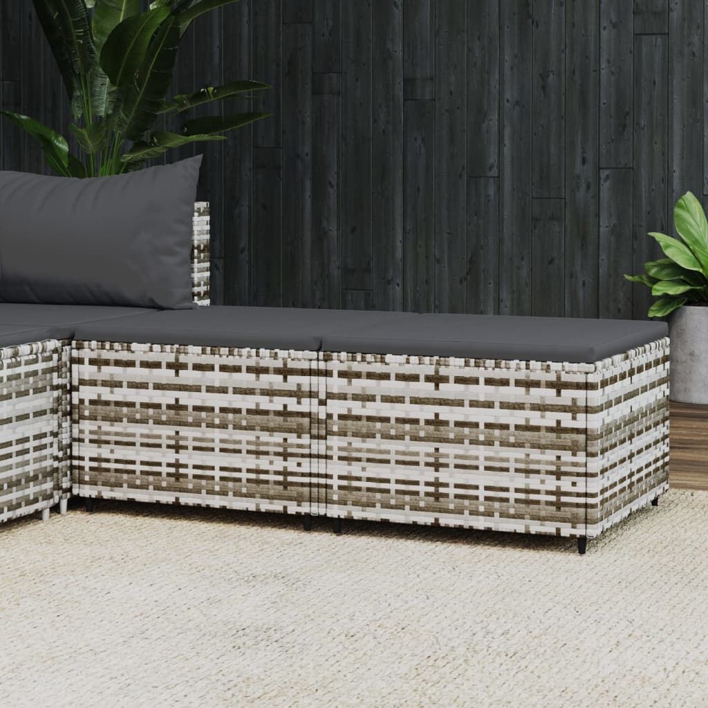 vidaXL Poggiapiedi da Giardino con Cuscini 2 pz in Polyrattan Grigio