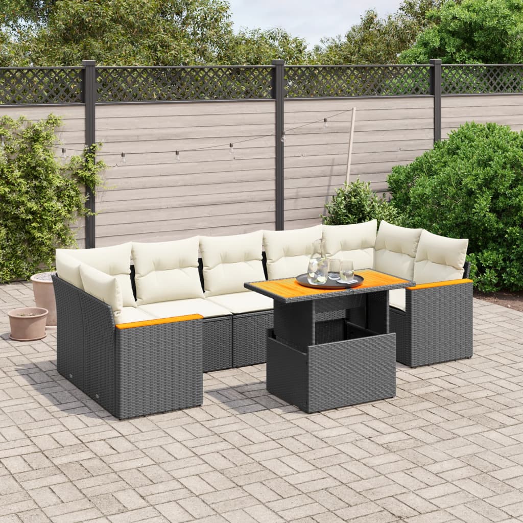 vidaXL Set Divani da Giardino con Cuscini 8 pz Nero in Polyrattan