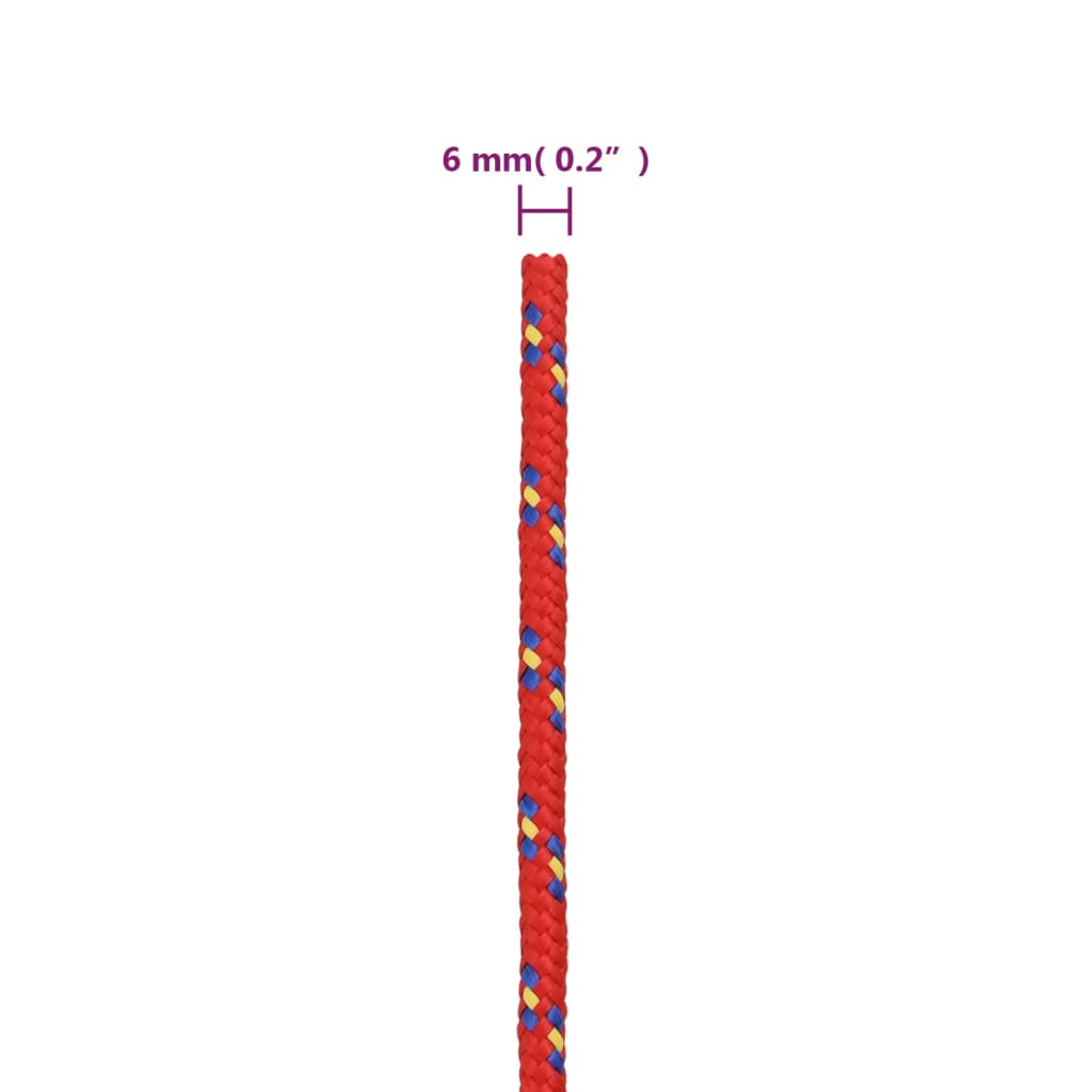 vidaXL Corda per barca Rossa 6 mm 25 m in Polipropilene