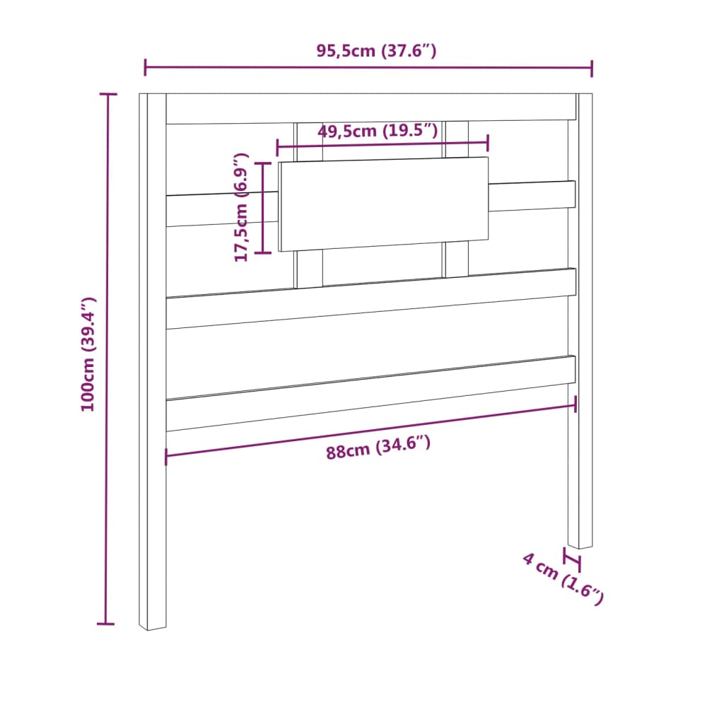 vidaXL Testiera per Letto Bianca 95,5x4x100 cm Legno Massello di Pino