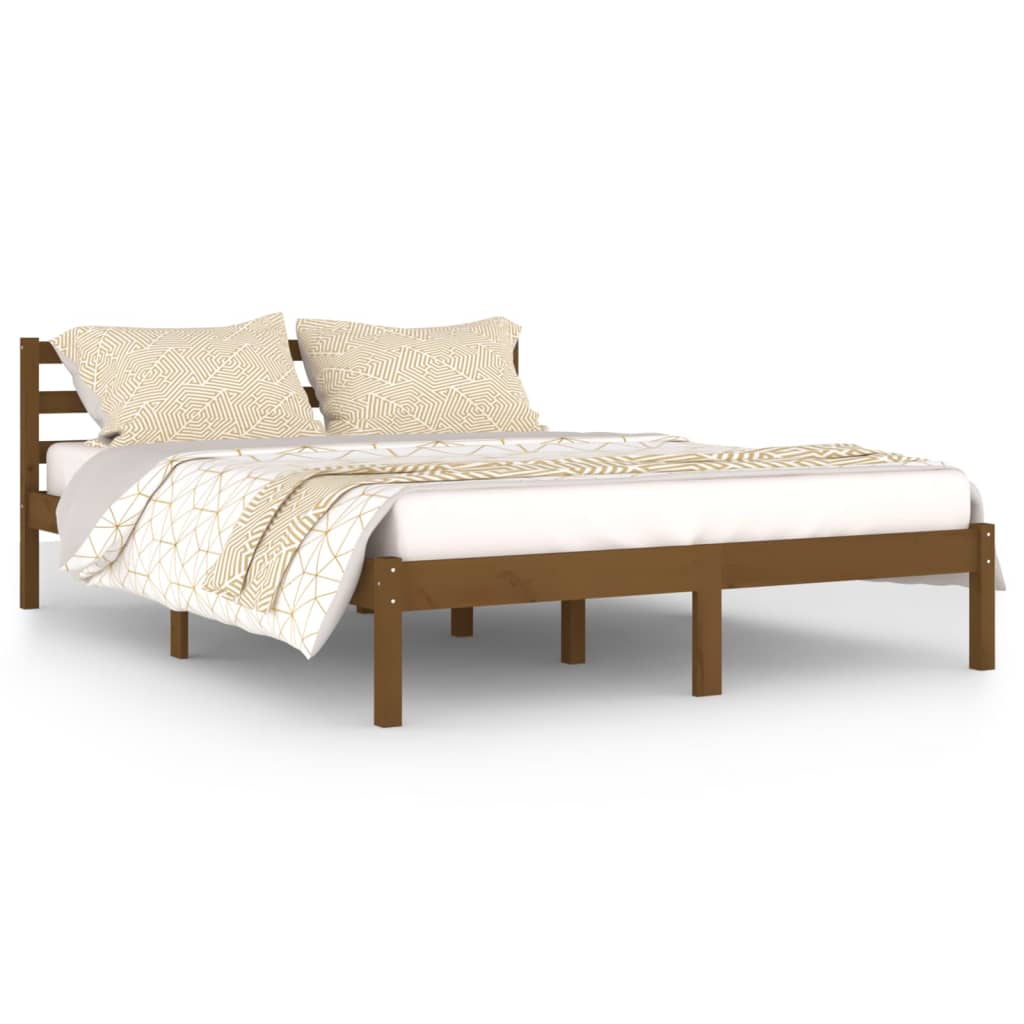 vidaXL Telaio Letto in Legno Massello di Pino 140x200 cm Marrone Ambra